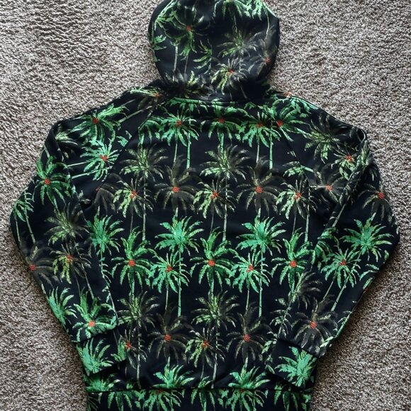 Scotch & Soda All Over Palm Tree Print French Terry Pullover Green Hoodie (M) - Picture 10 of 16